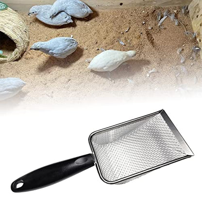 Reptiles Stainless Steel Sand Scoops Metal Shovel Sifter Fine Mesh Terrarium Substrates Corner Sifter Reptiles Sand Scooper