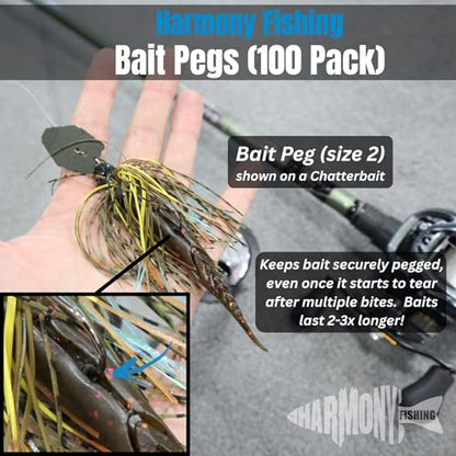 Bait Pegs (100 Pack) - Rubber pegs for Pegging Soft Plastic Fishing Lures to Hooks, jigs, chatterbaits, etc [Select Size] - size: Size 1