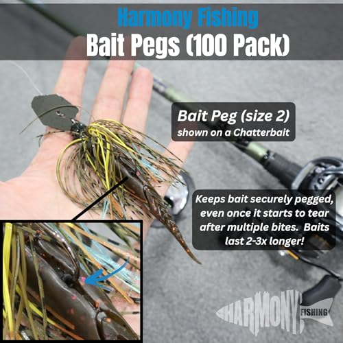 Bait Pegs (100 Pack) - Rubber pegs for Pegging Soft Plastic Fishing Lures to Hooks, jigs, chatterbaits, etc [Select Size] - size: NO