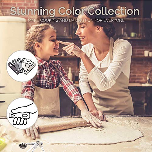 22-Piece Stainless Steel Measuring Cups and Spoons Set, Tad Dash Pinch Smidgen Drop Mini Measuring Spoons, Measuring Stick Leveler, Measurement Conversion Chart Fridge Magnet, (Charcoal) - color: Charcoal