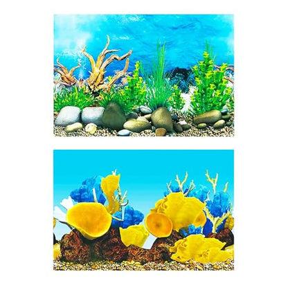 Double Sided Fish Tank Background 12 x 20 Inches for Fish Tanks Aquarium Backgrounds Decorative Poster Paper Sticker Waterproof Fish Tank Wallpaper (Conch Coral B)