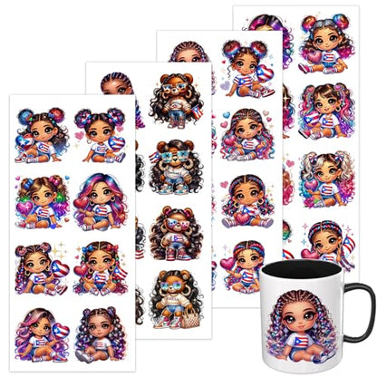 UV DTF Cup Wrap Transfer Stickers Rub On Transfers 4 Sheets Puerto Rico Gril Tumblers Water Bottles Mugs Glasses Cups