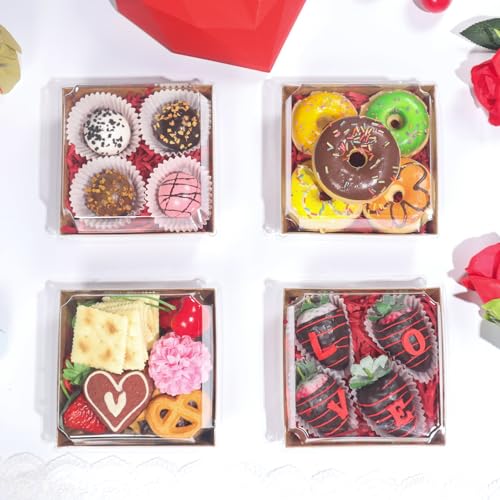 TMLQPACK 100Pack 4Inches Charcuterie Boxes with Chocolate Covered Strawberries Boxes - color: Brown