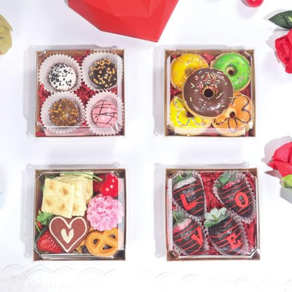 TMLQPACK 100Pack 4Inches Charcuterie Boxes with Chocolate Covered Strawberries Boxes - color: Brown