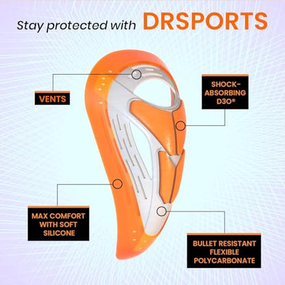 DRSPORTS Flex Cup D3O Impact Shield, Men’s Athletic Cup with Ergonomic Comfort, Groin Protector for Football, MMA, Boxing, Rugby and Baseball, Sports Protective Cup for High-Contact Training (XS–XL) - size: X-Large
