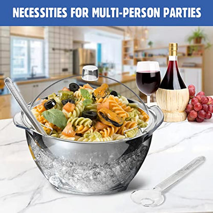 Iced Salad Bowl, 4.5 Qt Large Chilled Serving Bowl with Lid for Parties, Ice Bowls to Keep Veggie, Fruit, Potato, Pasta Cold, Unique Gift for Women - size: 4.5Qt (Iced Salad Bowl)