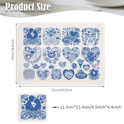 SUPERDANT 5PCS Heart Flower Underglaze Paper Transfer Love Transfer Papers for Clay Ceramic Porcelain Under Glaze Transfers Pottery Enamel Decals Blue Underglaze Decal Handcrafted Gifts for Lovers - style: Valentine's Day Heart