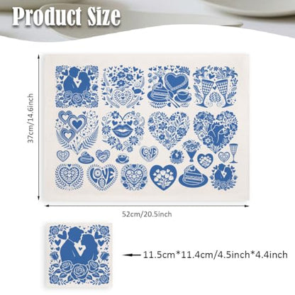SUPERDANT 5PCS Heart Flower Underglaze Paper Transfer Love Transfer Papers for Clay Ceramic Porcelain Under Glaze Transfers Pottery Enamel Decals Blue Underglaze Decal Handcrafted Gifts for Lovers - style: Valentine's Day Heart