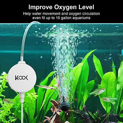 Aquarium Air Pump, 1 Watt Ultra Quiet Mini Oxygen Pump, Powerful Air Aerator Kit for Fish Tank 1-15 Gallon, Including Air Pump Accessories, Back Clip and Suction Cup - color: White