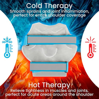 Arctic Flex Shoulder Ice Pack Wrap - Rotator Cuff Cold Therapy for Pain | Relief - Reusable Gel for Injuries & Recovery After Surgery - Ice Packs Compression Brace (Blue)