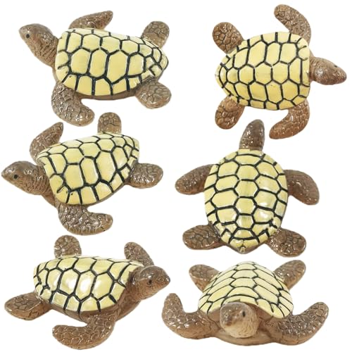 EMiEN 6pcs Simulated Sea Turtle,Resin Figurine, for Micro Landscape Decorations,Fairy Gardens,Fish Tank Decoration