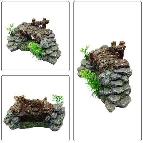Resin Fish Tanks Simulation Bridge Landscape Tools Fashion Rock Bridge Aquariums Ornament/Turtle Basking Platform Fish Tanks Landscaping Decoration