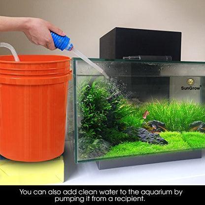 SunGrow Water Siphon Pump for Fish Tank with Priming Bulb, 3.5" Nozzle Net, 65-Inches, Long Nozzle Sand Cleaning Kit, Fish Gravel Vacuum to Clear Water, Aquarium Siphon Tank, 2-Minutes to Assemble - color: Blue