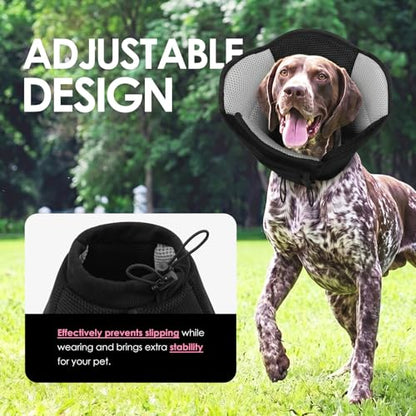 AOFITEE Dog Cone Adjustable Large Cone for Dogs After Surgery, Black L - color: Black, size: Large