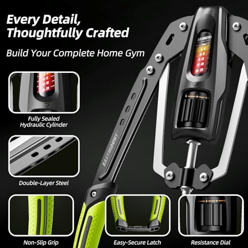 EAST MOUNT Twister Arm Exerciser, Adjustable Hydraulic Resistance 22–440 lbs, Arm Chest & Shoulder Strength Trainer for Home Workouts, Upper Body Muscle Builder, Fitness Training Equipment - color: Lime