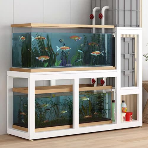 Three-tier Fish Tank Stand, Reinforced Steel Frame, Non-slip Foot Pads, Metal Plant Rack, Suitable for Living Rooms and Offices(White,120cm/47in) - color: White, size: 120cm/47in