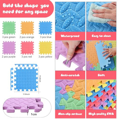 Shihanee 16 Foam Floor Interlocking Tiles, 11.8 x 11.8 Inch, Colorful - color: Colorful