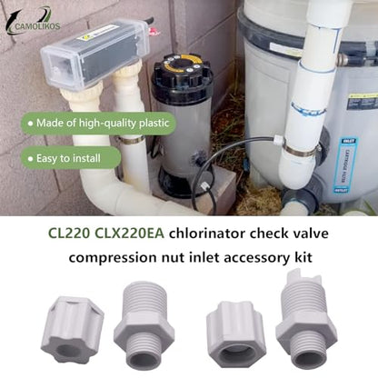CL220 CLX220EA Chlorinator Check Valve Compression Nut Inlet Fitting Kit for Feeder 1/4" Replace Nut