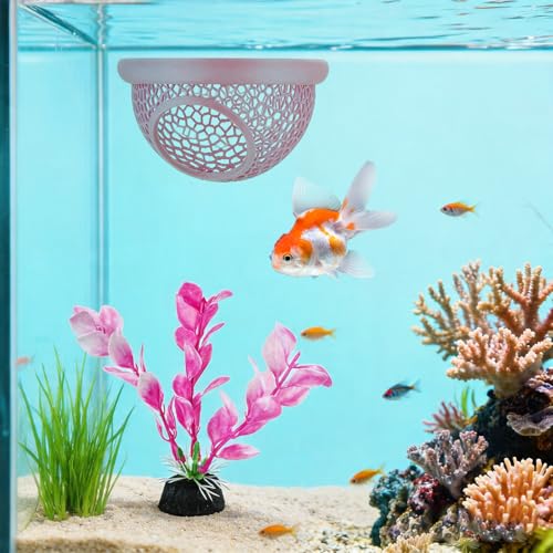 3 Pack Pink Fish Tank Decor Set, 1 Pcs Betta Hammock and 2 Pcs 4 Inch Artificial Aquarium Plants, Aquarium Accessories for Betta Fish, Shrimp and Small Fish, Ideal for Aquatic Pet Habitat