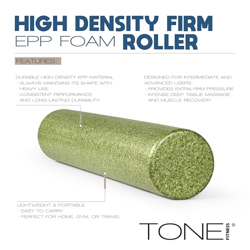 TONE Fitness Firm High-Density Foam Roller for Exercise, Massage & Recovery - color: Blue, size: 36 Inch