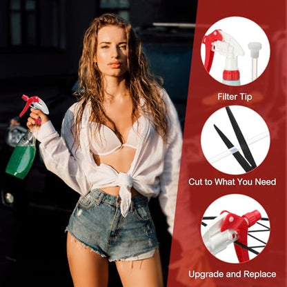 Hushee 48 Pack 28-400 Replacement Trigger Spray Nozzles Only, No Bottle, Heavy Duty Bottle Sprayer for Industrial Home Use, Fit for 32 oz, 16 oz, 8 oz Plastic and Glass Bottles(Red) - color: Red