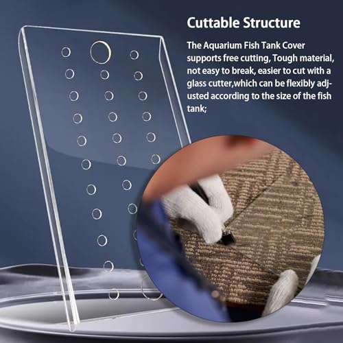 Acrylic Aquarium Anti-Jumping Lid Cover with Feeding Ventilation Hole, Clear Custom Fish Tank Top Cover Acrylic Grid Panel, for Aquarium Home - size: 31x16.5cm/12.2x6.5inch