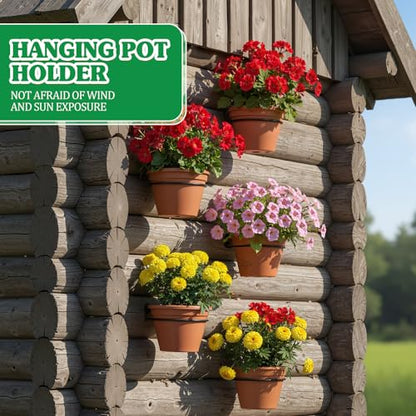 Flower Pot Holder Wall Planter Ring Hanger Metal Wall Plant Hanging Pot Holder Mounted Hanging Bracket for Indoor Outdoor Home Garden Plant Flower Display, Black(6 Pcs,10 Inch)