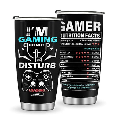 Jekeno Gaming Mug Tumbler Boys Gifts - Kids Teens Men Gamer Gamepad Presents Game Controller Travel Coffee Cup for Boyfriend Son Dad Husband Birthday Halloween Christmas 20oz Stainless Steel