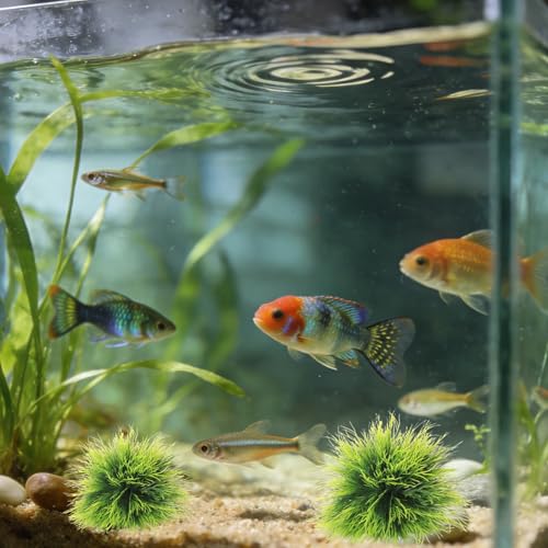 4 Pcs Fish Tank Plants Charming Plastic Aquarium Plants with Weighted Base for Fish Tank Decor Accessories, Green