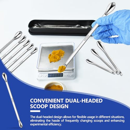Artcome 23 Pcs 304 Stainless Steel Micro Scoop & Lab Spatula Set - Mixing Spatula - Laboratory Sampling Scoop - Powder Scoop for Empty Pill Capsules Filling