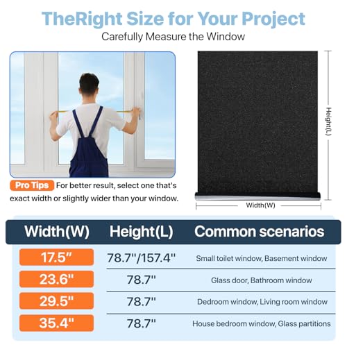 Blackout Window Film, Black Aquarium Background, Black Out Windows Cling Room Darkening Sun Blocking Removable Window Covers Tint for Home17.5 x 78.7 Inches - color: Black, size: 17.5"x 78.7"