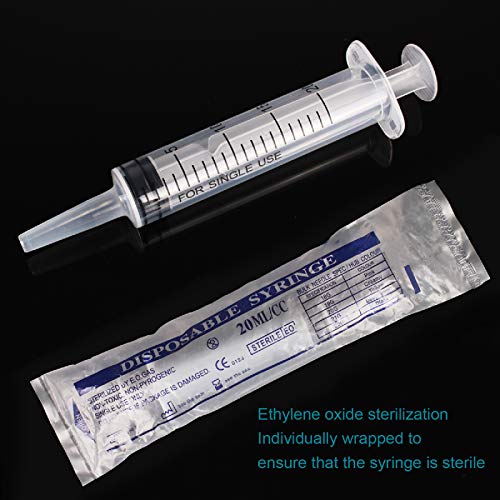 20ml Plastic Syringe Without Needle for Liquid - Measuring Syringes with Caps , Separate Sterile Packaging , Pet Medicine Small Syringe for Cats and Dog - 20 ml 4Pack