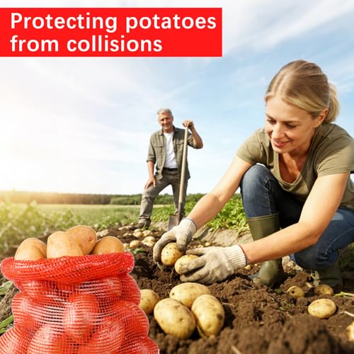 32 Pcs 20x14in Red Mesh Onion Bags with Drawstring, 35 lb Reusable Fresh Produce Onion Storage Sacks For Onions Potato Garlic Citrus Crawfish and Firewood, Washable Breathable Net Bags For Vegetable | Breathable