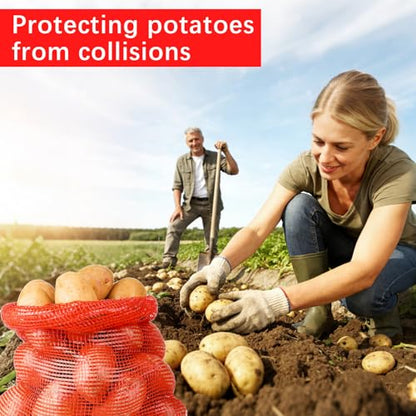 32 Pcs 20x14in Red Mesh Onion Bags with Drawstring, 35 lb Reusable Fresh Produce Onion Storage Sacks For Onions Potato Garlic Citrus Crawfish and Firewood, Washable Breathable Net Bags For Vegetable | Breathable