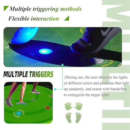 1.4M Agility Training Soccer Training Mat,10MM Thickness Non-Slip Football Skills Footstep Mat,with 13 Reaction Training Lights - 7 Training Modes,for Kids/Adult Fitness, Sports Training