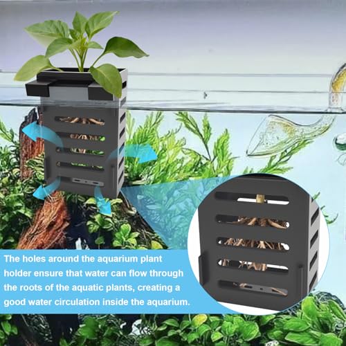 4Pack Aquarium Plant Holder Hanging Aquarium Planters with Hooks and Suction Cups Aquarium Planter Cups Fish Tank Plant Holders for Aquatic Plant Cultivation, Aquascape Decoration