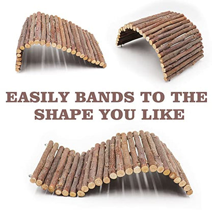 Hermit Crab Climbing Toys, Wooden Hermit Crab Hideout, Reptile Tank Habitat Decor, Bendable Ladder Bridge Tunnel Toys for Lizard Chameleon Hamster Rats Chinchilla Guinea Pig Rabbit Bearded Dragon