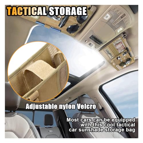 smilfuy Tactical Molle Car Sun Visor Organizer, Large Molle Visor Panel - color: Khaki