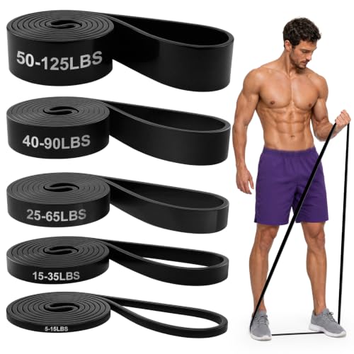 Renoj Resistance Bands for Working Out, 5 Levels Pull Up Assistance Bands Set for Workout, Exercise, Home Gym & Strength Training - color: Black