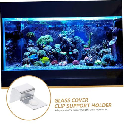 Ipetboom 3sets Stainless Steel Aquarium Clips 10mm Easy Install Tank Mounting Clip for Glass Cover 4pcs*3