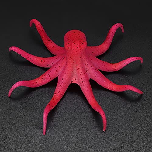 Fydun Aquarium, Ornaments Decoration Fish e Ornament Artificial Silicone Fluorescent Simulation Octopus with Suction Cup Green (Red)