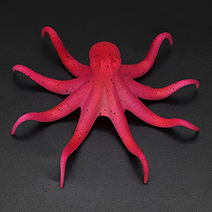 Fydun Aquarium, Ornaments Decoration Fish e Ornament Artificial Silicone Fluorescent Simulation Octopus with Suction Cup Green (Red)