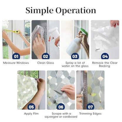 Window Film, Frosted Privacy Window Film Static Glass Window Cling, Sun Heat Blocking Non-Adhesive Decals Tint for Home Office Glass Door Car Sunroof Sticker 17.7 x 78.7 Inches - color: Stone