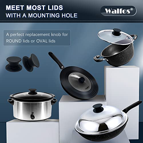Walfos 2 Pack Universal Silicone Pot Lid Replacement Knob, Heat Resistant Pan Lid Holding Handles,BPA Free, Dishwasher Safe, Great for Slow Cookers, Skillets and Kitchen Cookware Covers