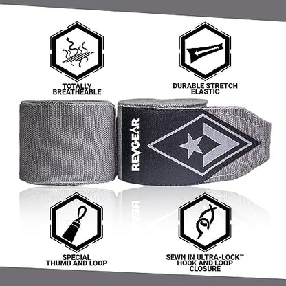 Revgear 180-Inch Elastic Hand Wraps, Granite Grey