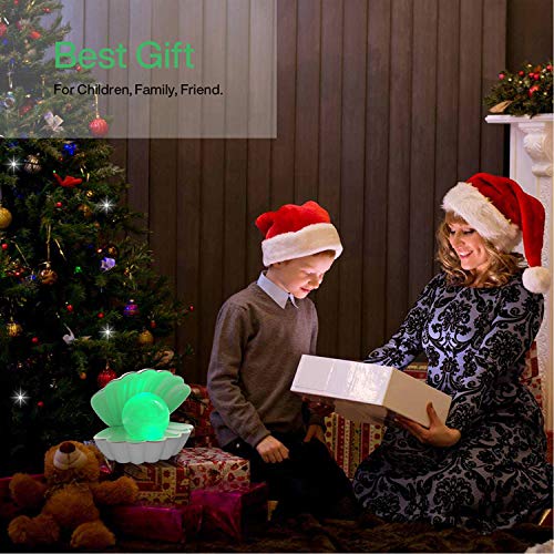 Shell Pearl Beach Themed Night Light, RGB 8 Colors Changing Mood Shell Pearl Lamps, Bedside LED Clamshell Portable Night Lights for Bar (White) - color: White