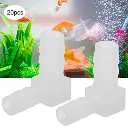 20PCS 90 Degree Elbow Hose Barb, 90 Degree Elbow Barb Fitting, Aquarium Air Valve Connector Tubing for Fish Tank Pond Air Line, Aquarium Elbow Air Pump Pipe Adapter
