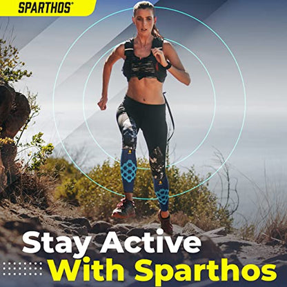 Sparthos Calf Compression Sleeves, Shin Splint Relief Men, Women - Blue-XL | Leg Compression Sleeves (1 Pair), Varicose Veins, Pain & Cramp Recovery, Air Travel, Nurses, Maternity, Running, Soccer - color: Cobalt Blue