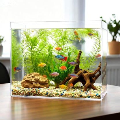3 Gallon Acrylic Fish Tank with Mat, Small Aquarium for Raising Betta Fish, Goldfish, Snails, Snakes, Shrimp, and Aquatic Plants, Easy to Maintain