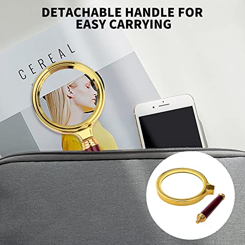 10X Magnifying Glass, Handheld Reading Magnifier with Antique Mahogany Handle, 80mm + 60mm Magnify Glasses Lens, Magnifier Glass for Book Reading, Insect Observation, Science (2 Pcs)